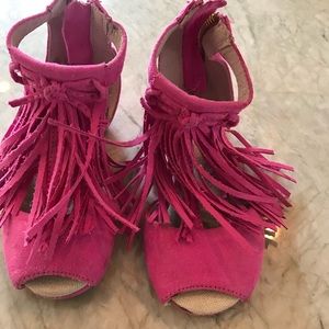 Joyfolie pink fringe sandals